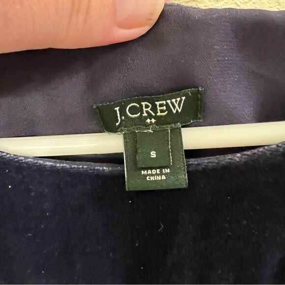 J. Crew Short Sleeve Deep Blue Velvet Top Size Small - Picture 5 of 5